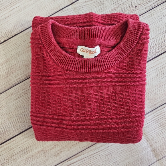 Cat & Jack Red Long Sleeve Crew Neck Knit Sweater Size XL 16 - Picture 8 of 12